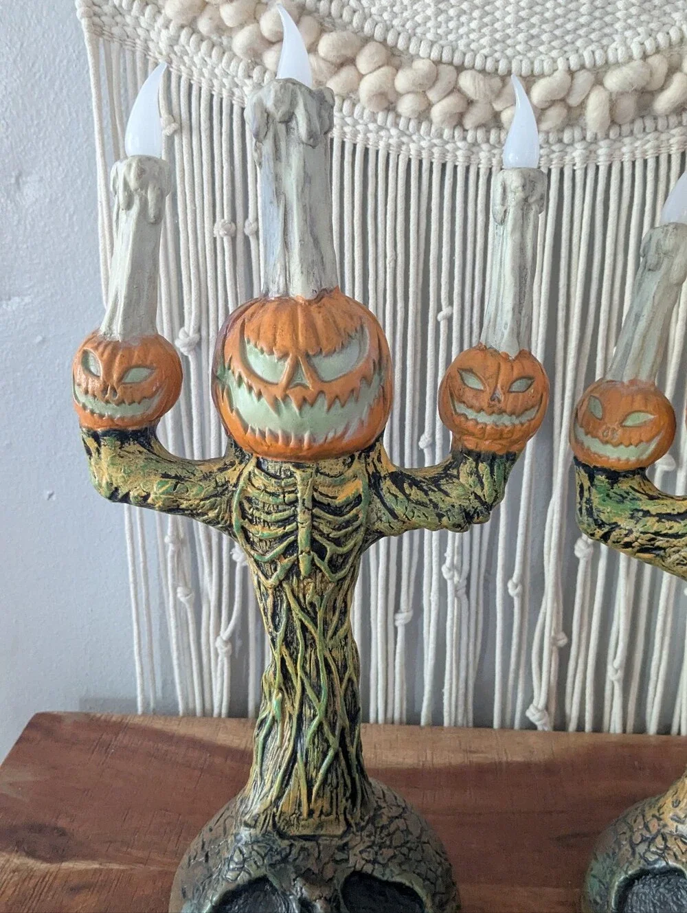 Tekky Toys Halloween Pumpkin Candelabra Prop Pair Lights Sound Set of 2
